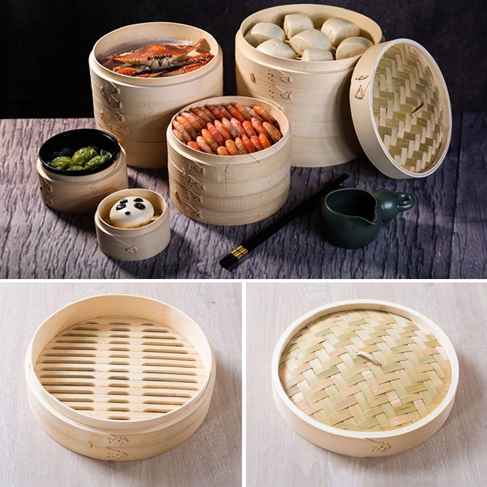 Bao Steamer Bamboo - Cesto de Bambu para Cozinhar Dim